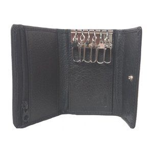Genuine Cowhide Leather Key Case WALLET BLACK # 8420